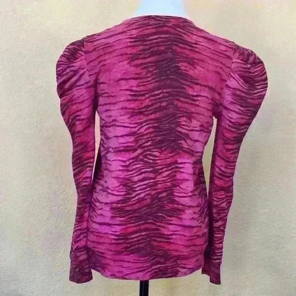 Pam & Gela Pink Tiger Print Puff Sleeve Sweatshirt Medium EUC! - Picture 5 of 9